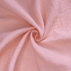 Ткань Муслин Жатый, цвет Нежно-Розовый (на отрез)  в Красное село